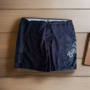 Big Dogs Blue Swim Trunks Lined Dog Logo Button br Pockets‎ Drawstring Size 2X